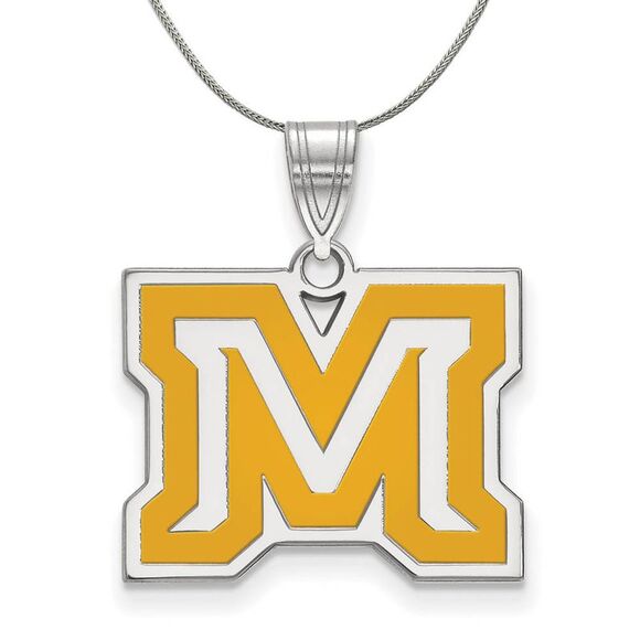 Sterling Silver Montana State Medium Enamel Necklace - 24 Inch